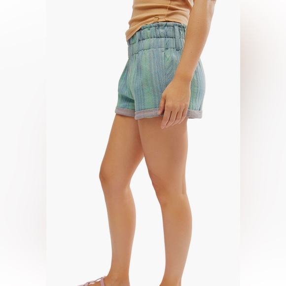 NWT FREE PEOPLE Ocean Blue Combo Cotton Striped Shorts - Picture 8 of 11
